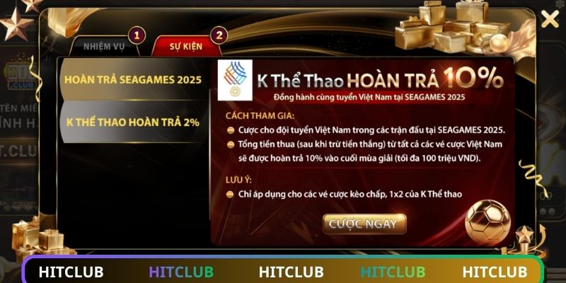 Nhận ngay khuyến mãi HITCLUB bùng nổ SEAGAME
