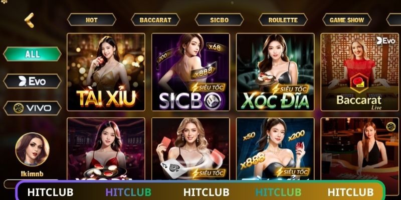 Các sân chơi Live Casino HITCLUB cực hấp dẫn