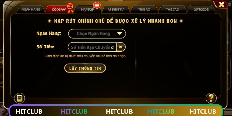Các hình thức nạp tiền HITCLUB xanh chín